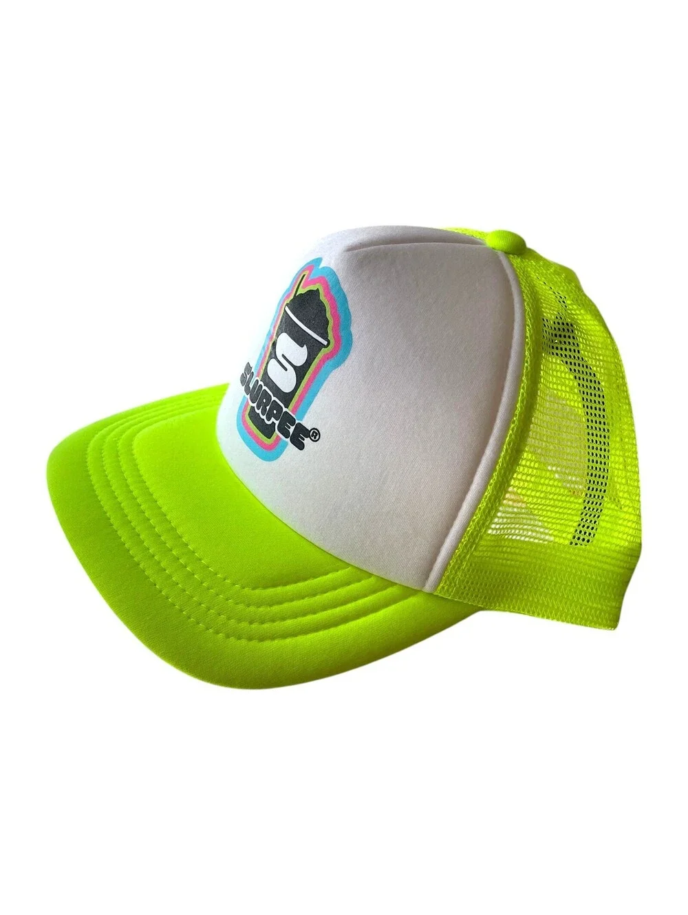 7-11  Slurpee Trucker Hat Foam Front Neon Green Snapback NWT
